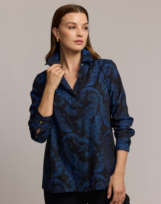 Xena Long Sleeve Paisley Jacquard Shirt