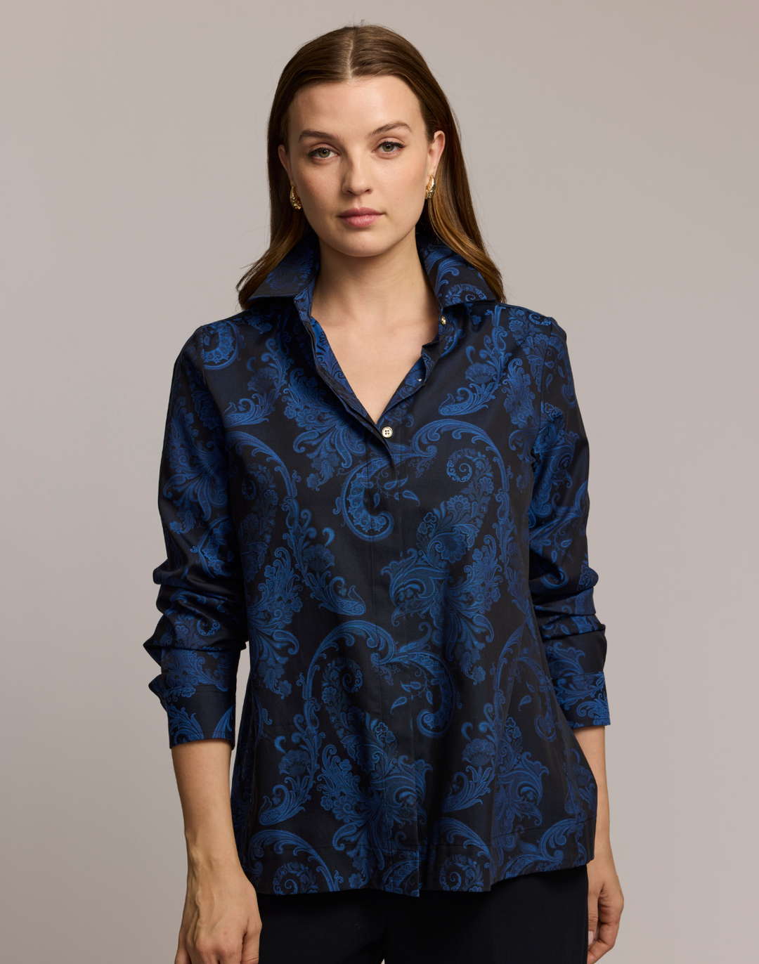 Xena Long Sleeve Paisley Jacquard Shirt