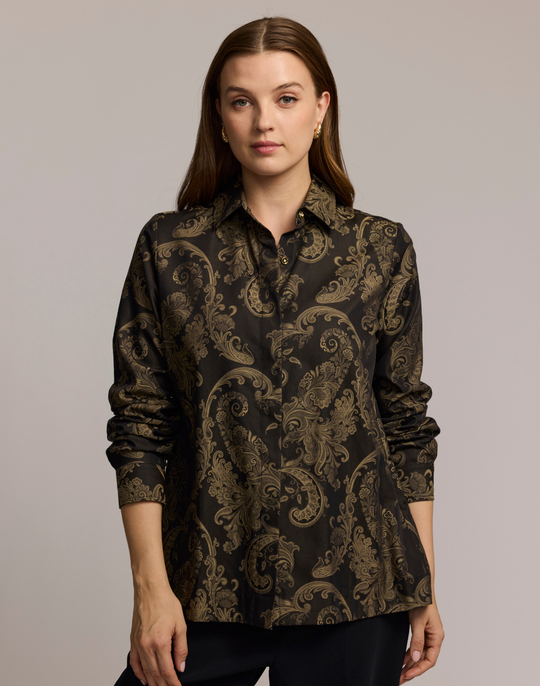 Xena Long Sleeve Paisley Jacquard Shirt