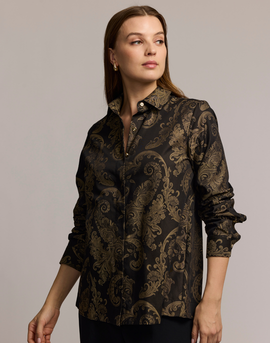 Xena Long Sleeve Paisley Jacquard Shirt