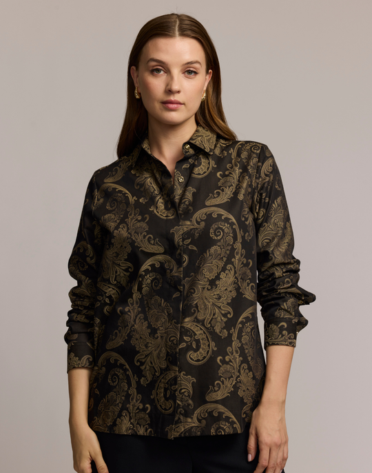 Xena Long Sleeve Paisley Jacquard Shirt