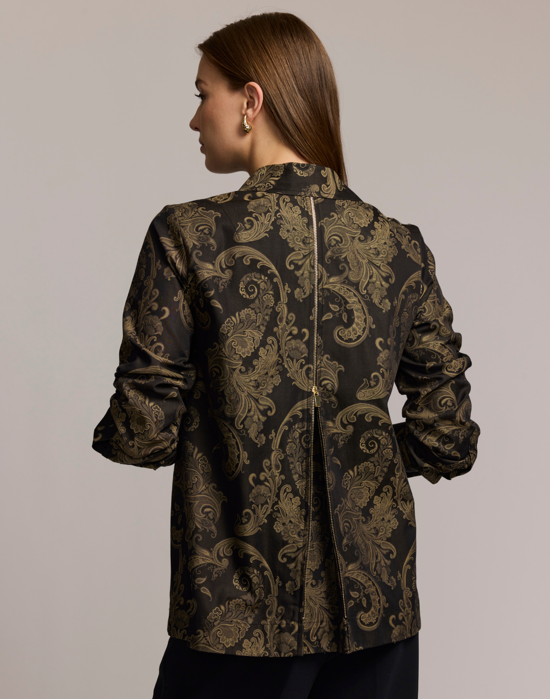 Xena Long Sleeve Paisley Jacquard Shirt