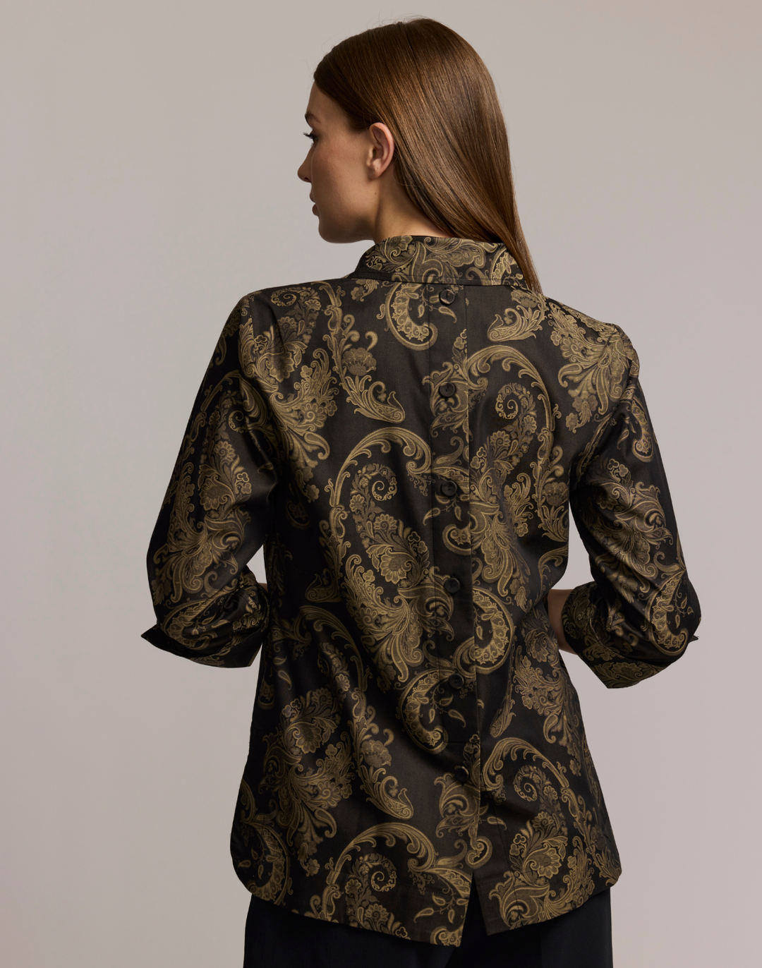 Aileen 3/4 Sleeve Paisley Jacquard Shirt