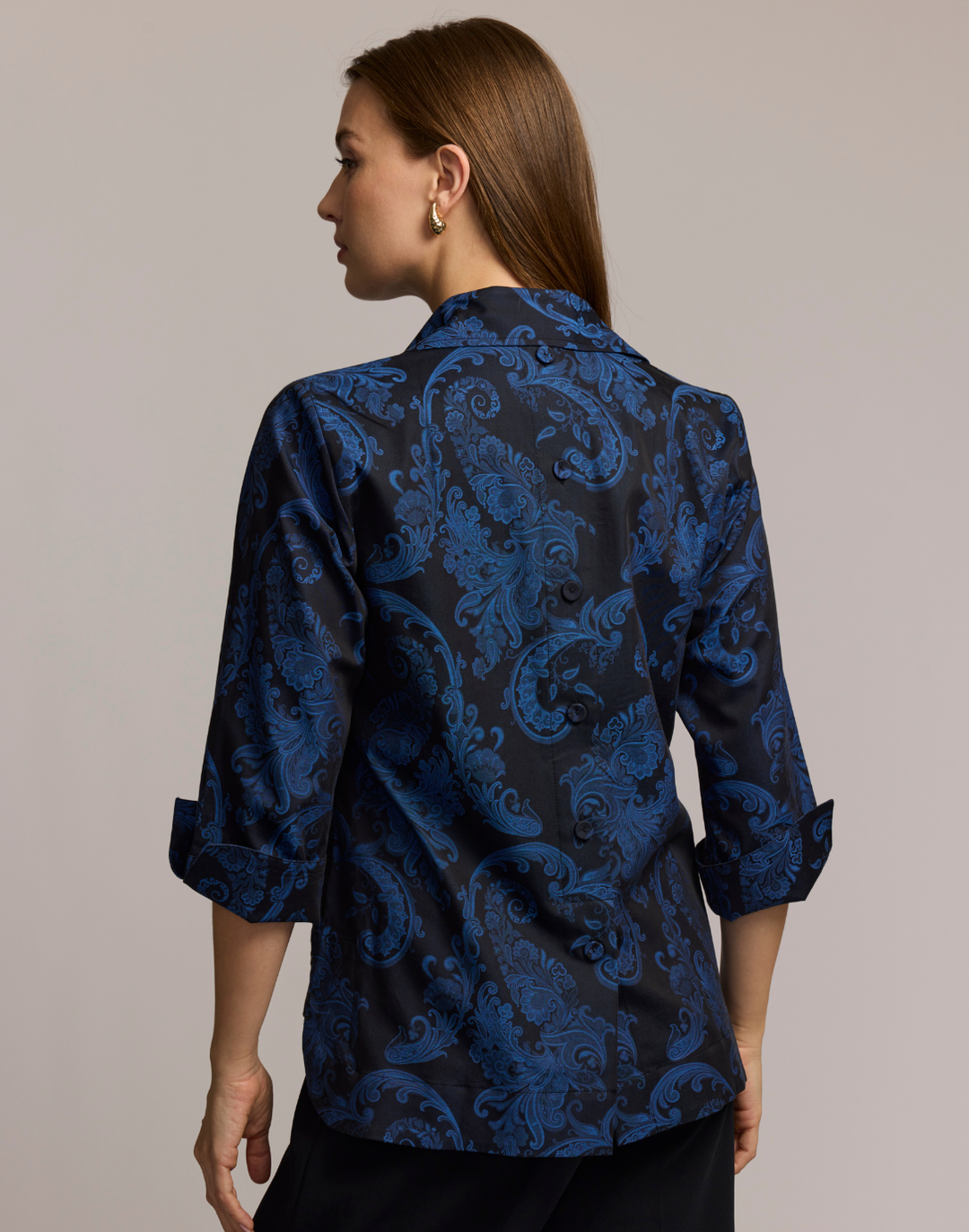 Aileen 3/4 Sleeve Paisley Jacquard Shirt