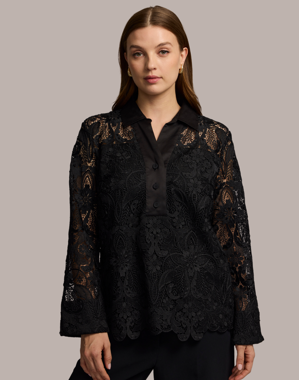 Aileen 3/4 Sleeve Lace Shirt