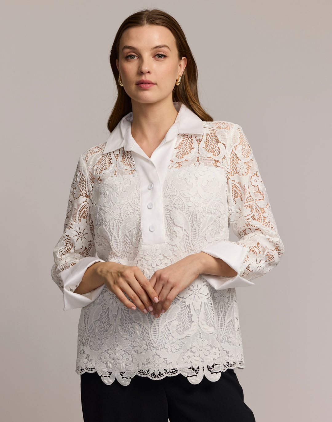 Aileen 3/4 Sleeve Lace Shirt