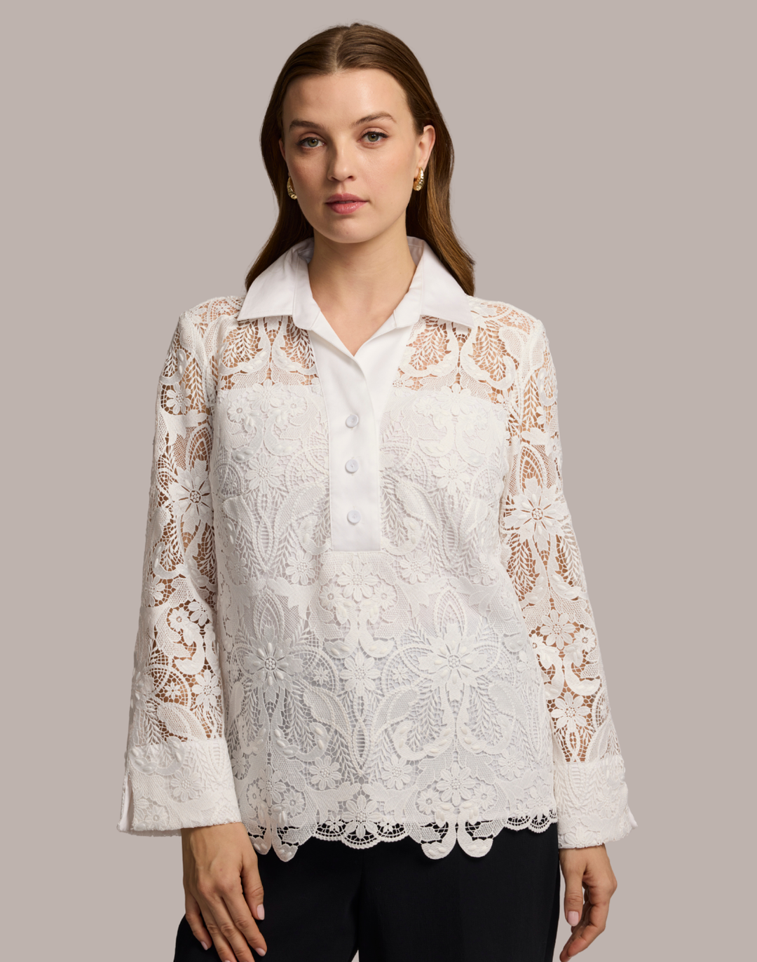 Aileen 3/4 Sleeve Lace Shirt
