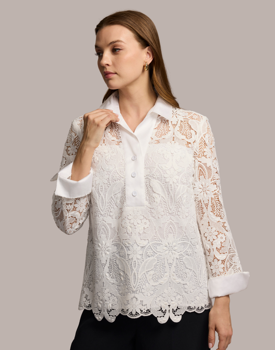 Aileen 3/4 Sleeve Lace Shirt