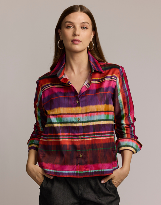 Astrid Long Sleeve Textured Stripes Shirt