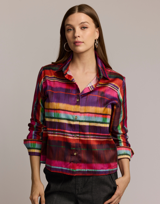Astrid Long Sleeve Textured Stripes Shirt
