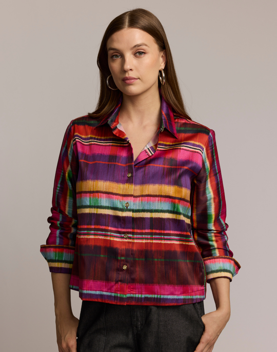 Astrid Long Sleeve Textured Stripes Shirt