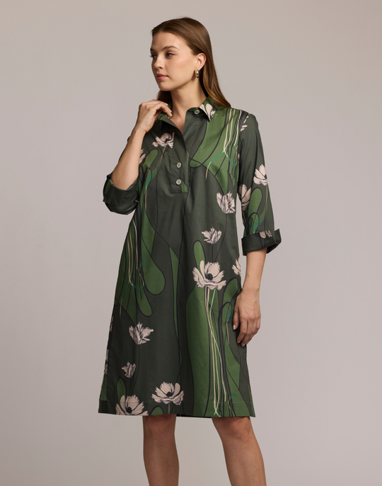 Charlotte 3/4 Sleeve Poppy Print Dress