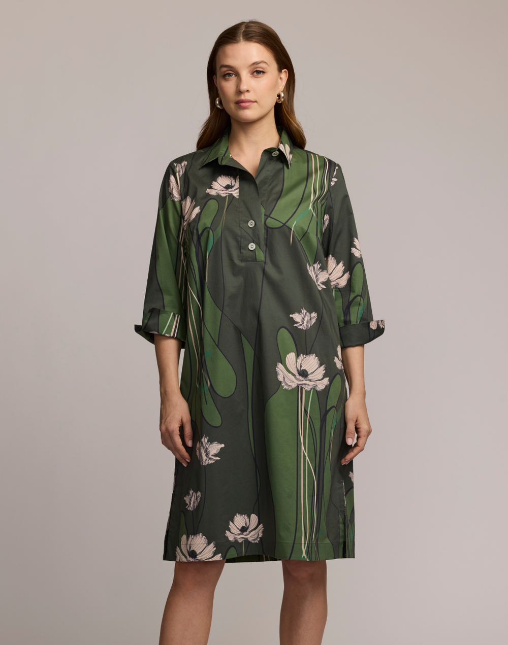 Charlotte 3/4 Sleeve Poppy Print Dress