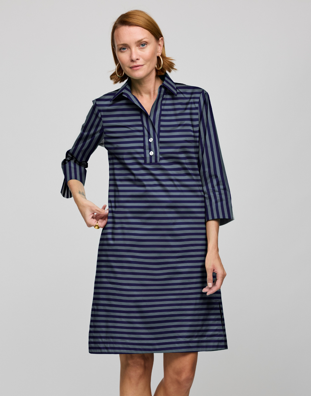 Charlotte 3/4 Sleeve Classic Stripe Dress
