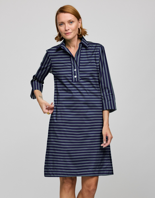 Charlotte 3/4 Sleeve Classic Stripe Dress