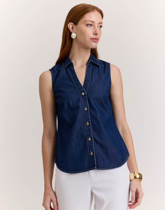Lindsey Sleeveless Denim Shirt
