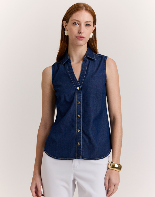 Lindsey Sleeveless Denim Shirt