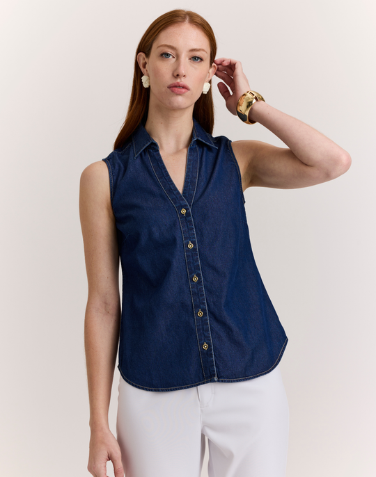 Lindsey Sleeveless Denim Shirt