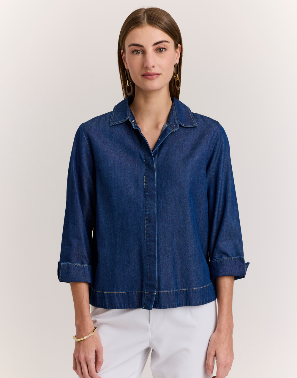 New Xena 3/4 Sleeve Denim Shirt