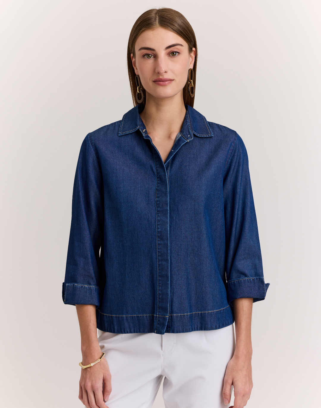 New Xena 3/4 Sleeve Denim Shirt