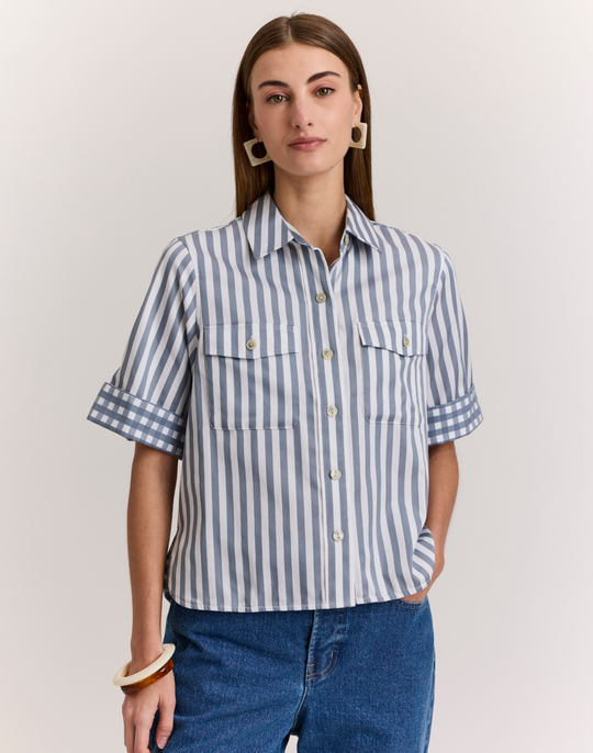 Jordan Elbow Sleeve Stripe/Gingham Shirt