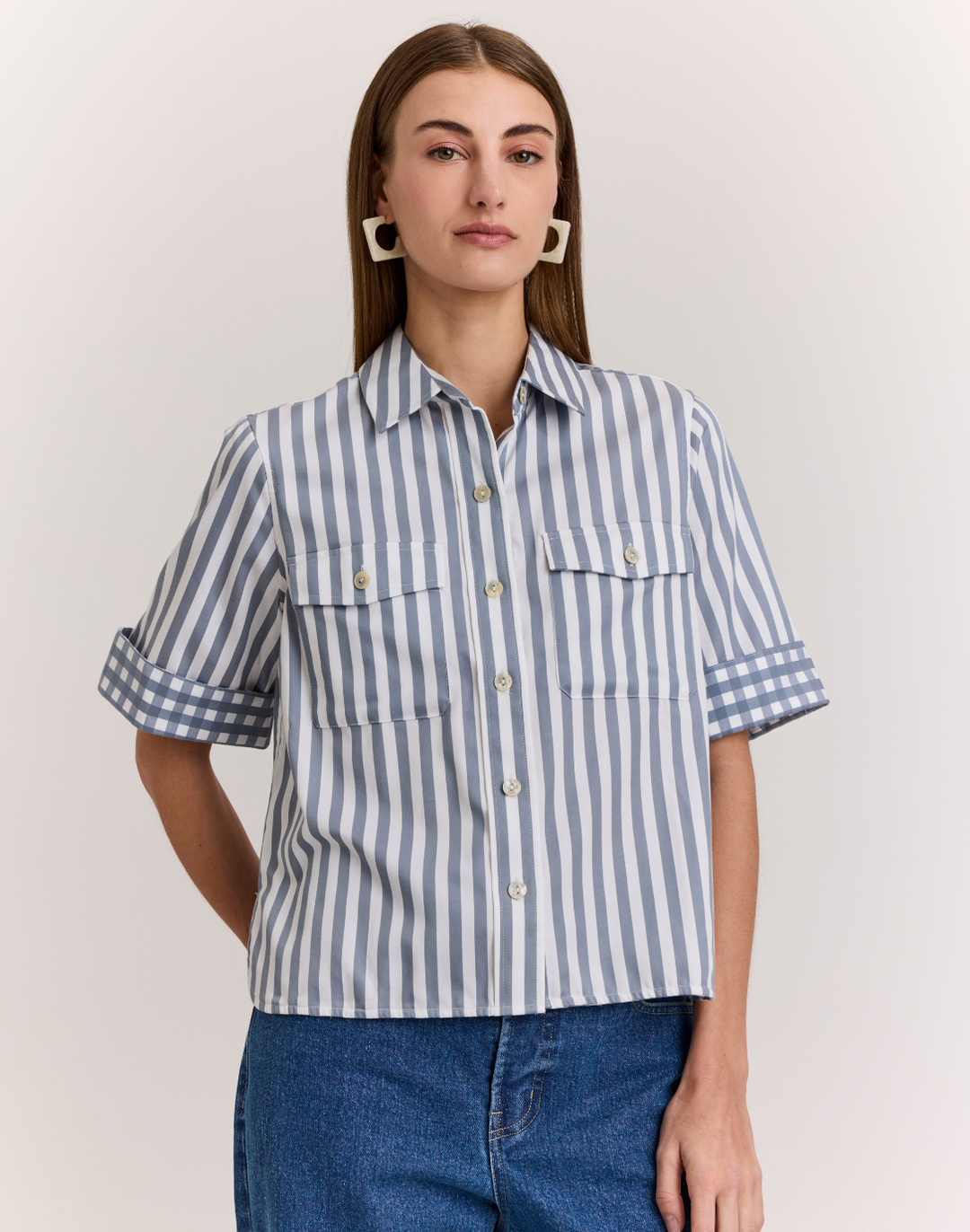 Jordan Elbow Sleeve Stripe/Gingham Shirt