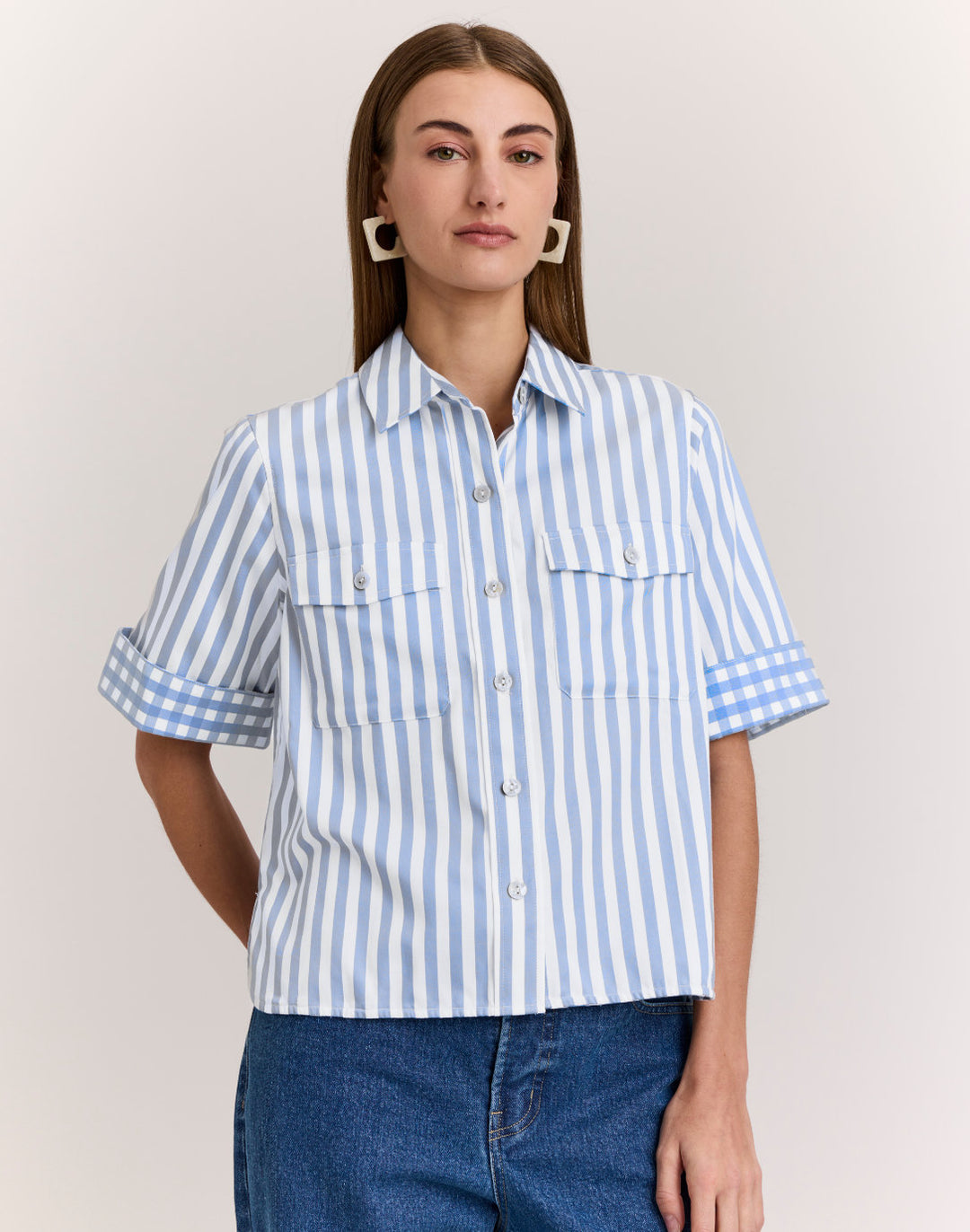 Jordan Elbow Sleeve Stripe/Gingham Shirt