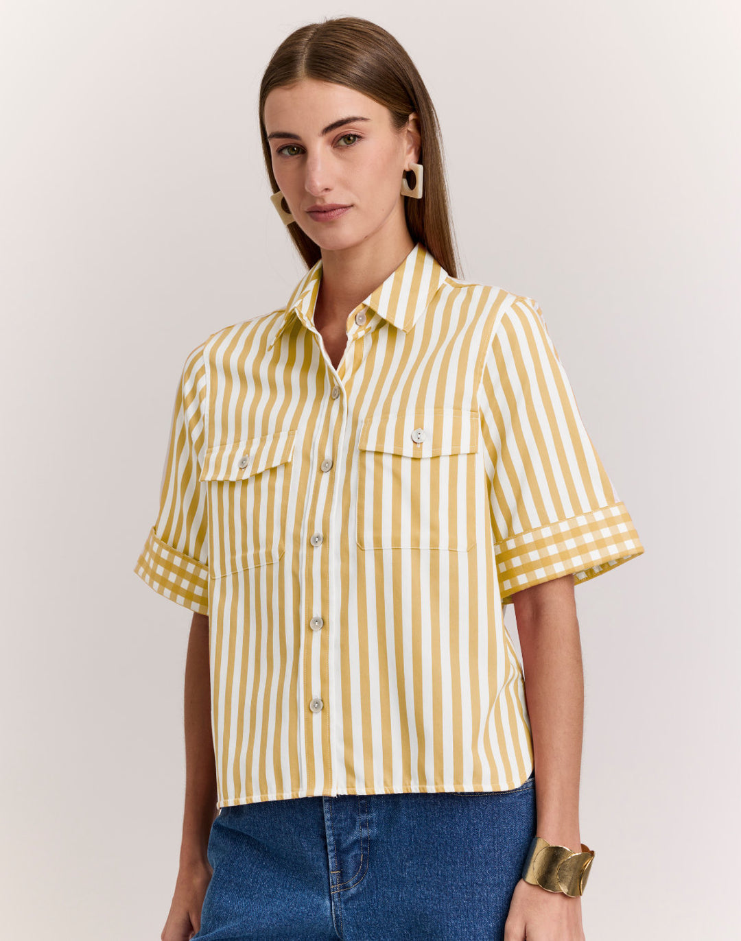 Jordan Elbow Sleeve Stripe/Gingham Shirt