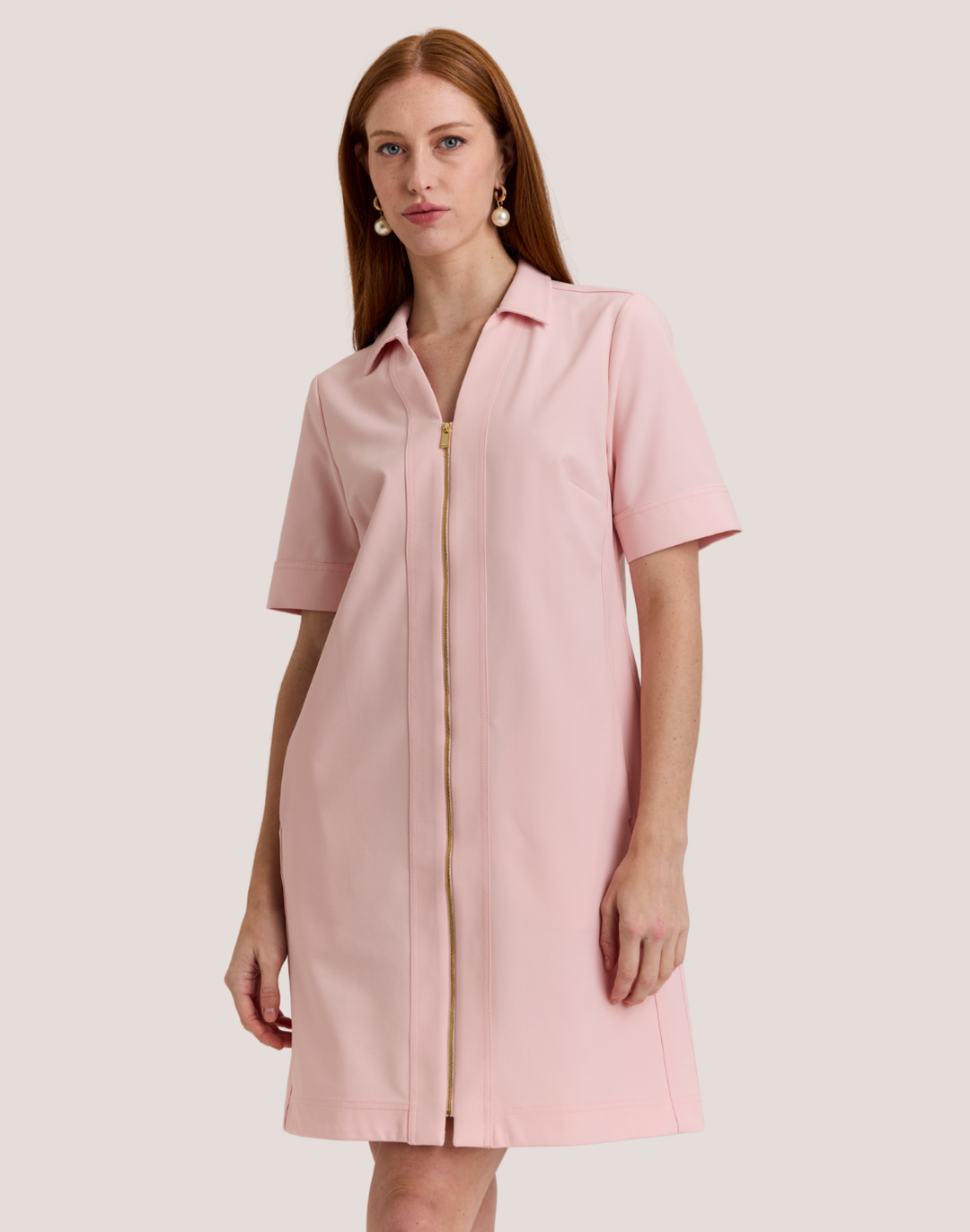 pink twill dress Women's Dusty Pink Twill Bow Detail A-Line Dress