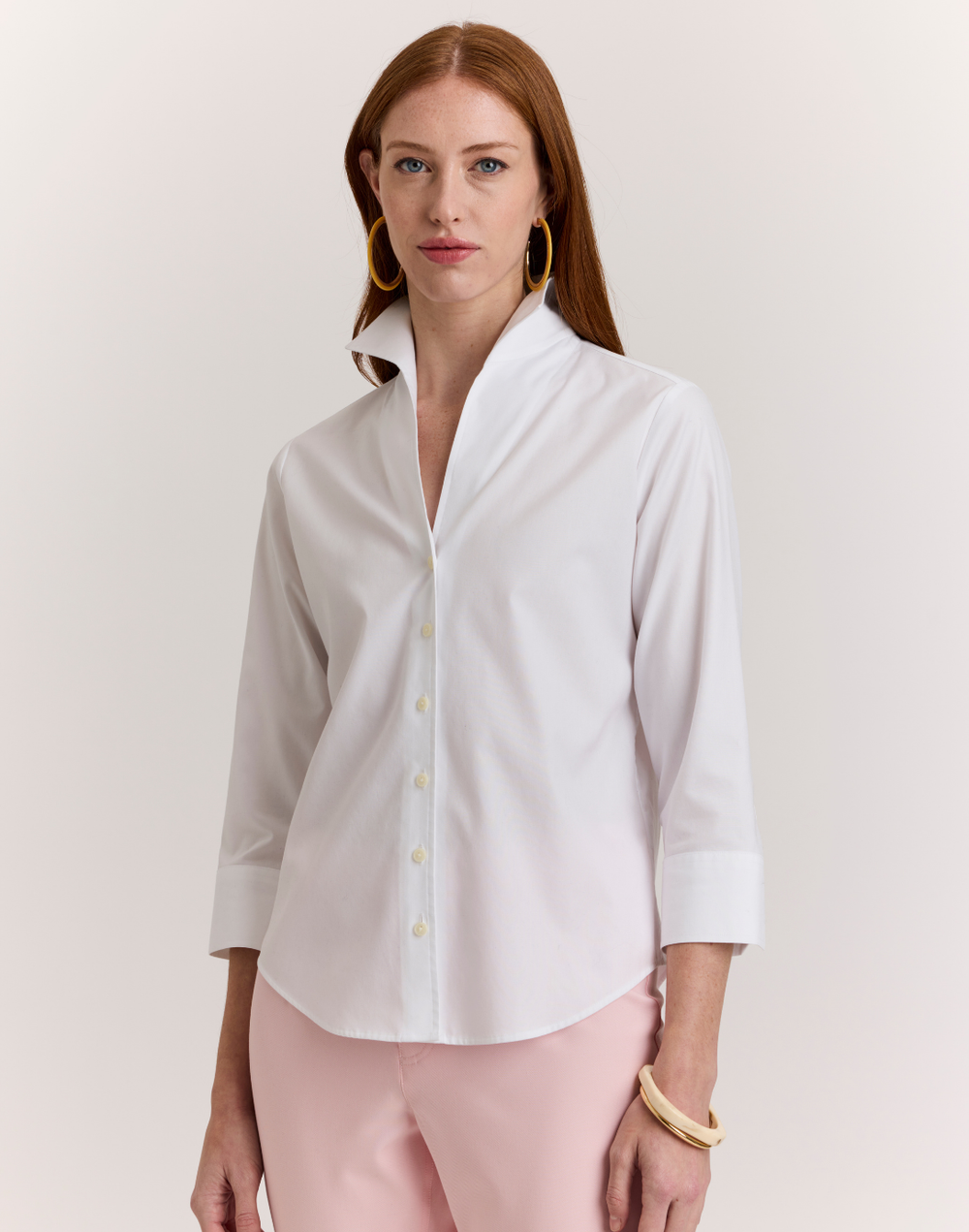 Martha 3/4 Sleeve No Iron Luxe Cotton Shirt
