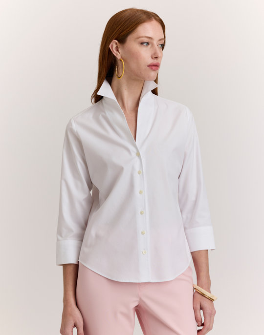 Martha 3/4 Sleeve No Iron Luxe Cotton Shirt