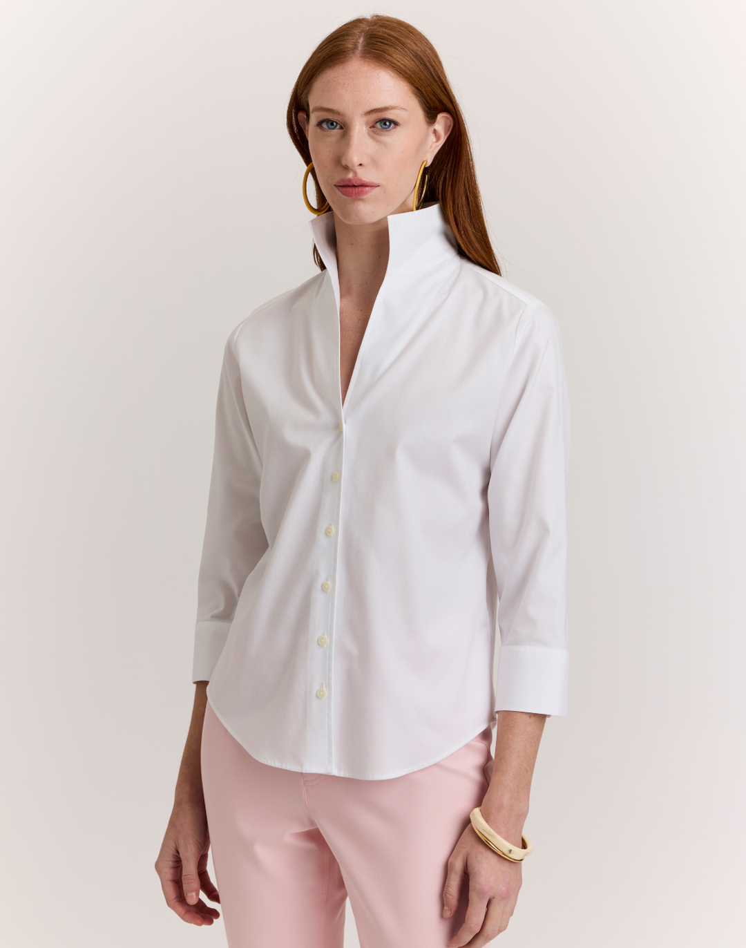 Martha 3/4 Sleeve No Iron Luxe Cotton Shirt