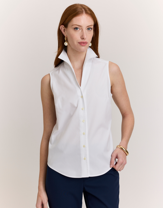 Martha Sleeveless No Iron Luxe Cotton Shirt