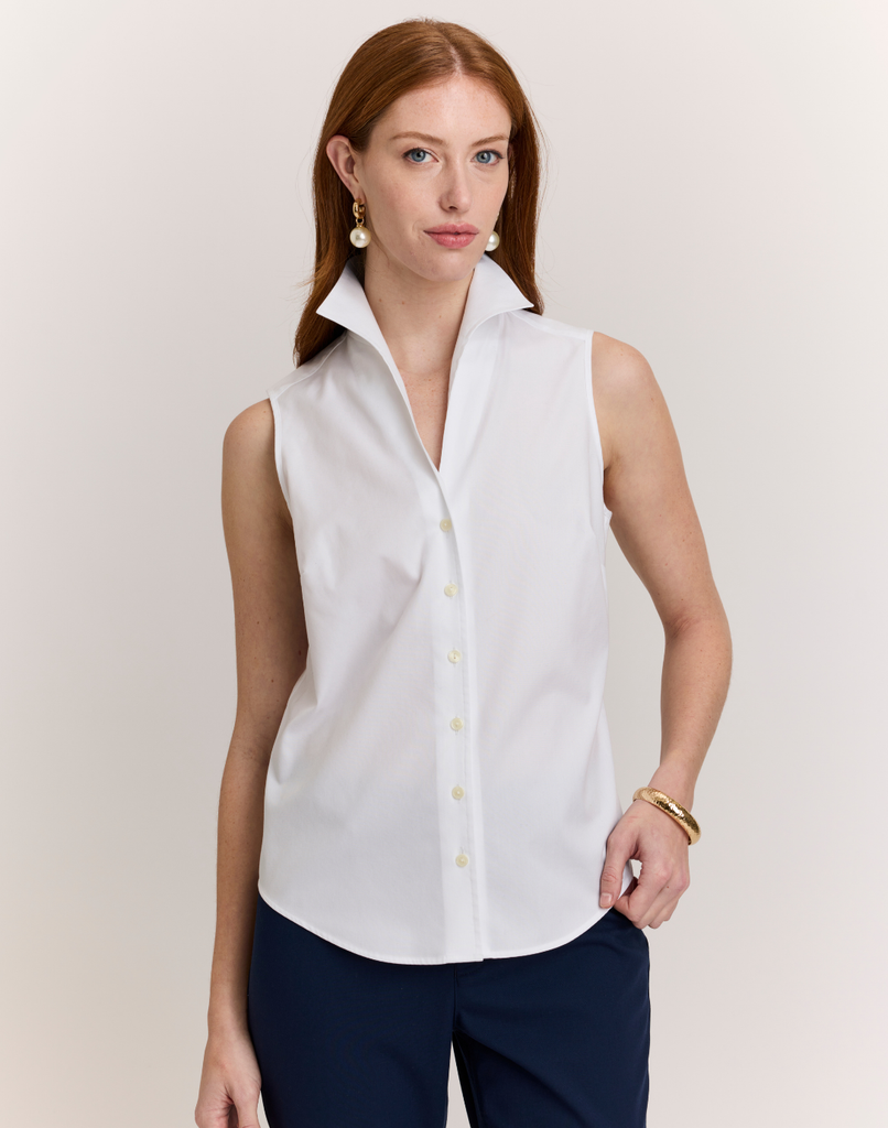 Martha Sleeveless No Iron Luxe Cotton Shirt – Hinson Wu