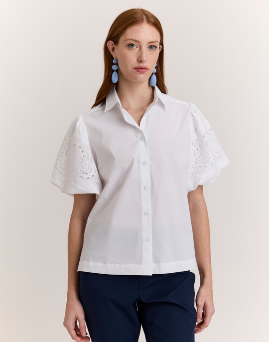 Angelina Elbow Sleeve Lace Shirt