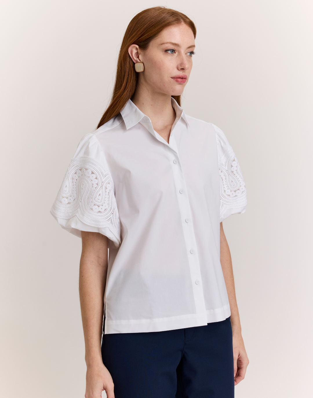 Angelina Elbow Sleeve Lace Shirt