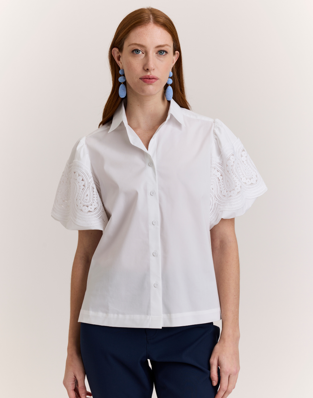 Angelina Elbow Sleeve Lace Shirt