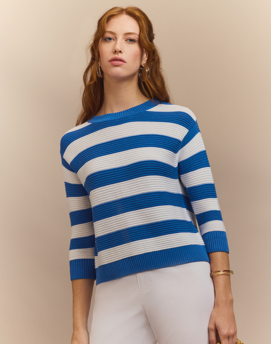 Ciara 3/4 Sleeve Stripe Sweater