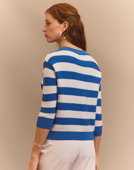 Ciara 3/4 Sleeve Stripe Sweater