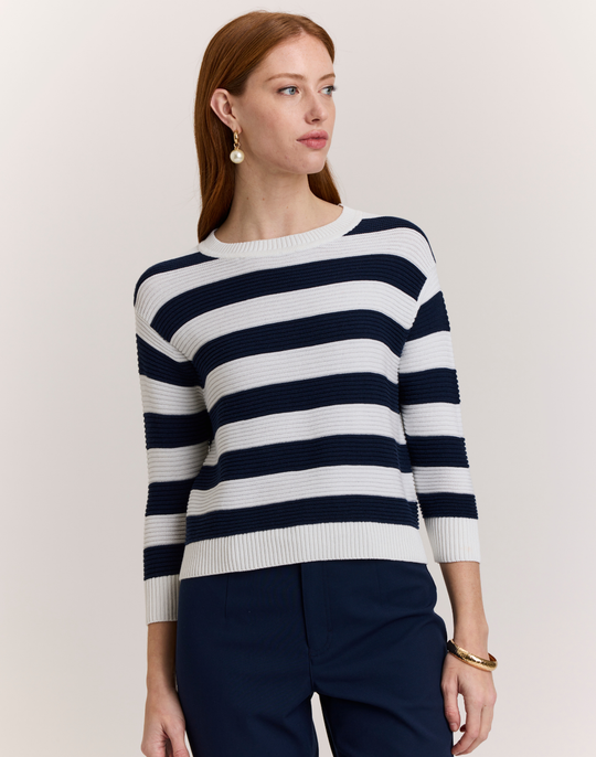 Ciara 3/4 Sleeve Stripe Sweater