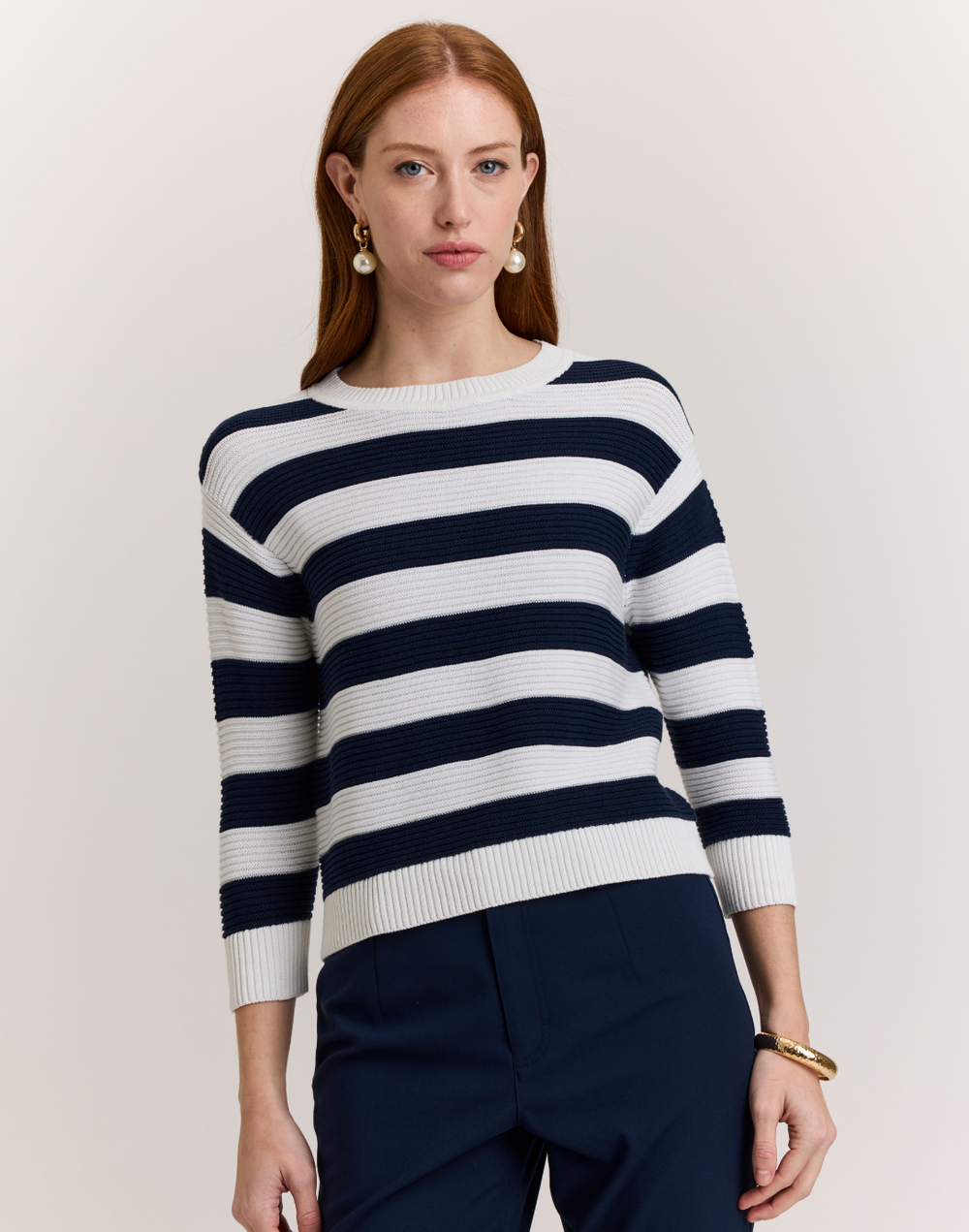 Ciara 3/4 Sleeve Stripe Sweater