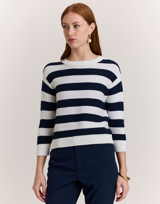 Ciara 3/4 Sleeve Stripe Sweater