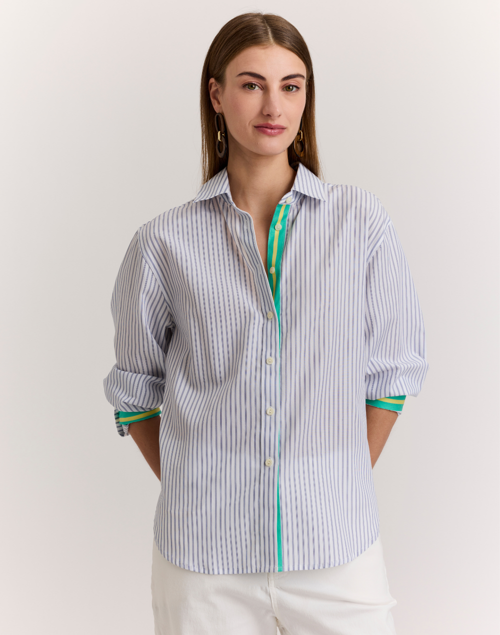 Juliana Long Sleeve Contrast Stripe Shirt