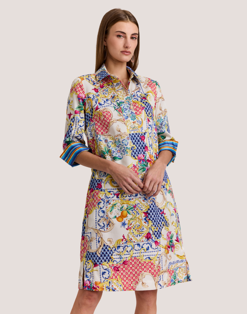 Charlotte 3/4 Sleeve Amalfi Print Dress