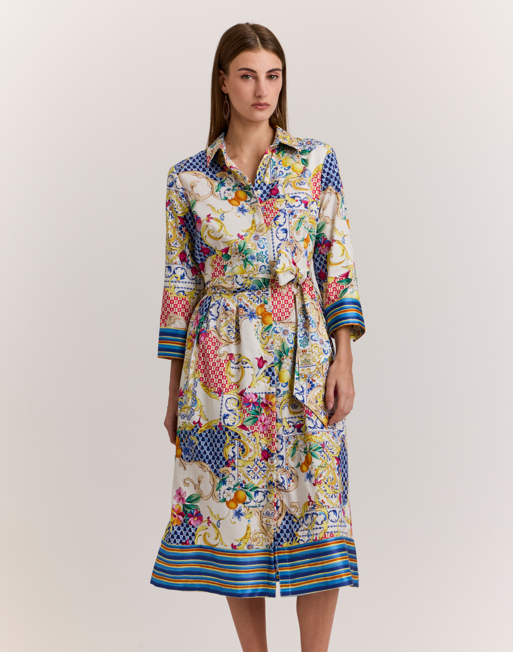 Robin 3/4 Sleeve Amalfi Print Dress