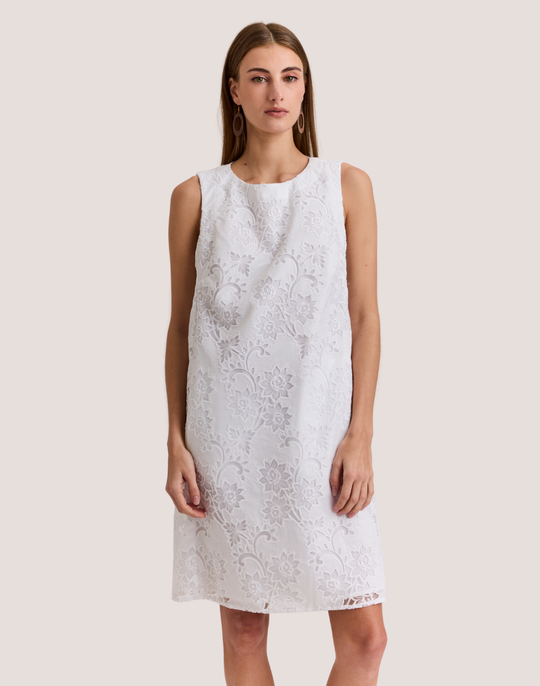 Courtney Sleeveless Floral Motif Lace Dress