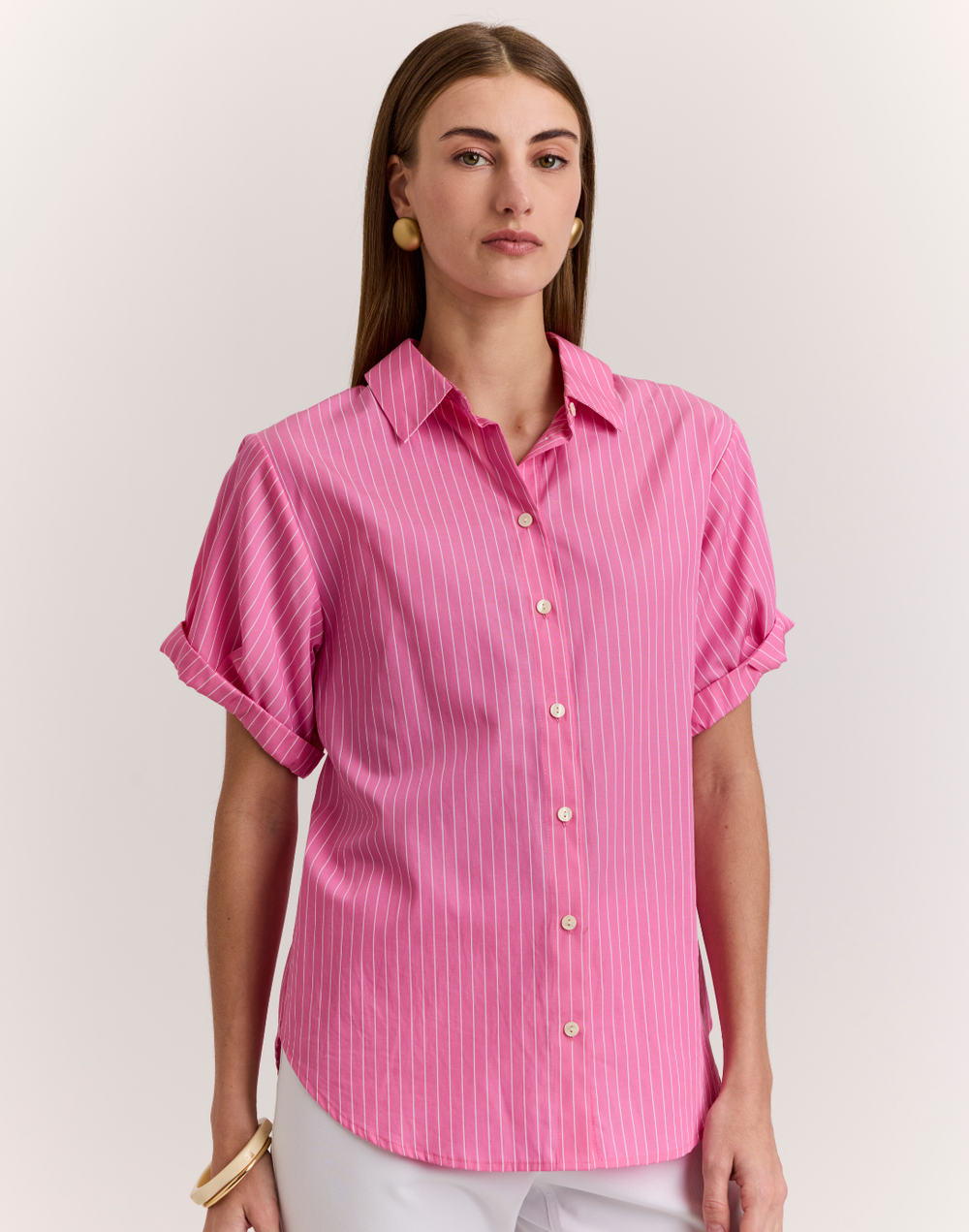 Lucie Short Sleeve Pencil Stripe Shirt
