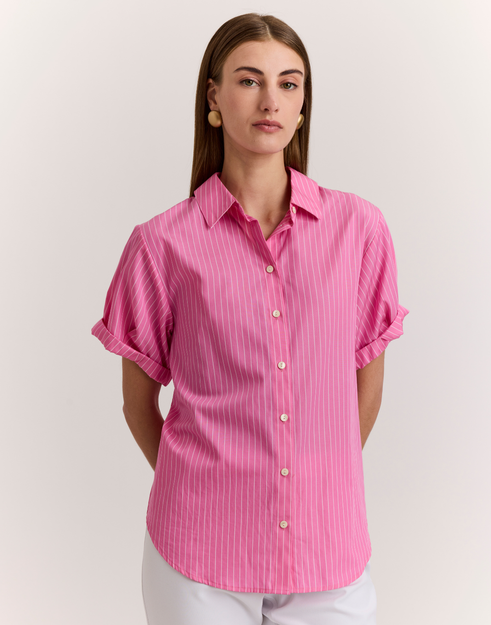 Lucie Short Sleeve Pencil Stripe Shirt
