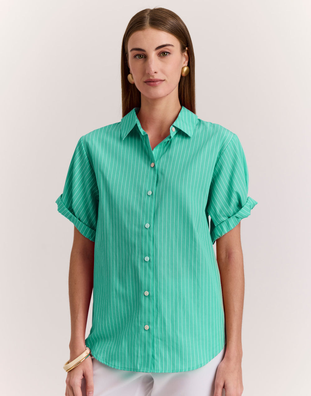 Lucie Short Sleeve Pencil Stripe Shirt