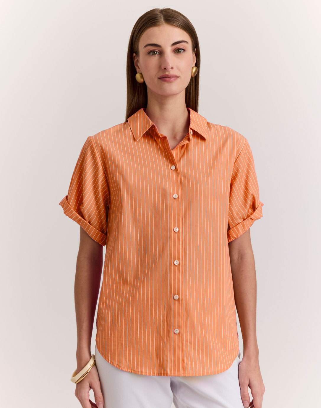 Lucie Short Sleeve Pencil Stripe Shirt – Hinson Wu